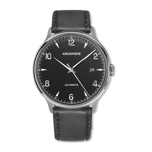 Archimede 1950-2 Stainless Steel / Silver / Black Leather : Ref Number UA8068P-A3.1