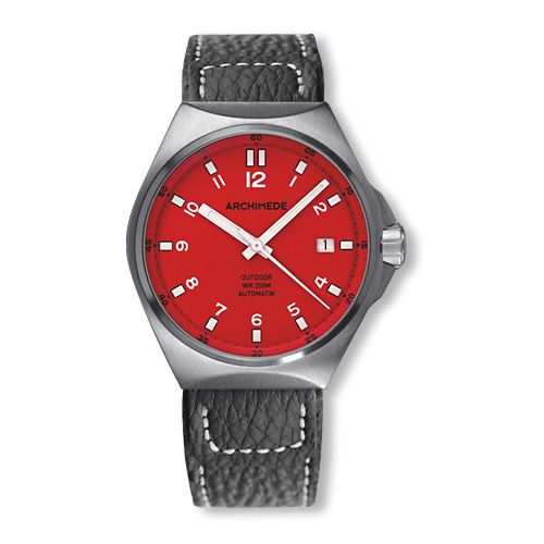 Archimede OutDoor 39 Protect Stainless Steel / Red / Leather : Ref Number UA8239-A6.1-H