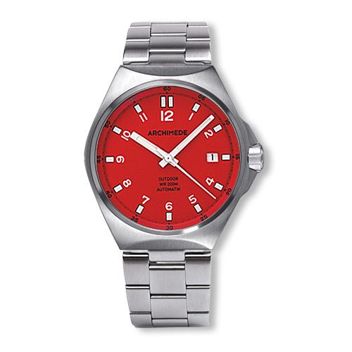 Archimede OutDoor 39 Protect Stainless Steel / Red / Bracelet : Ref Number UA8239B-A6.1-H