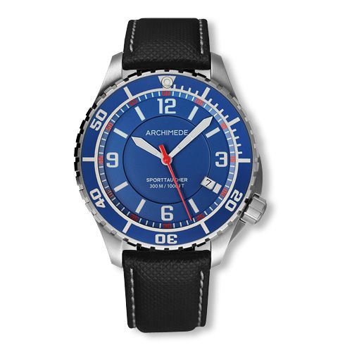 Archimede SportTaucher Stainless Steel / Blue / Black Leather : Ref Number UA8974-TB-A5.5