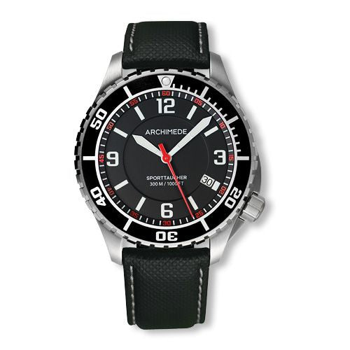 Archimede SportTaucher Stainless Steel / Black / Black Leather : Ref Number UA8974-TS-A1.5