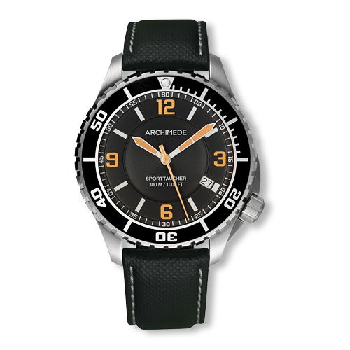 Archimede SportTaucher Stainless Steel / Black / Black Leather : Ref Number UA8974-TS-A4.5