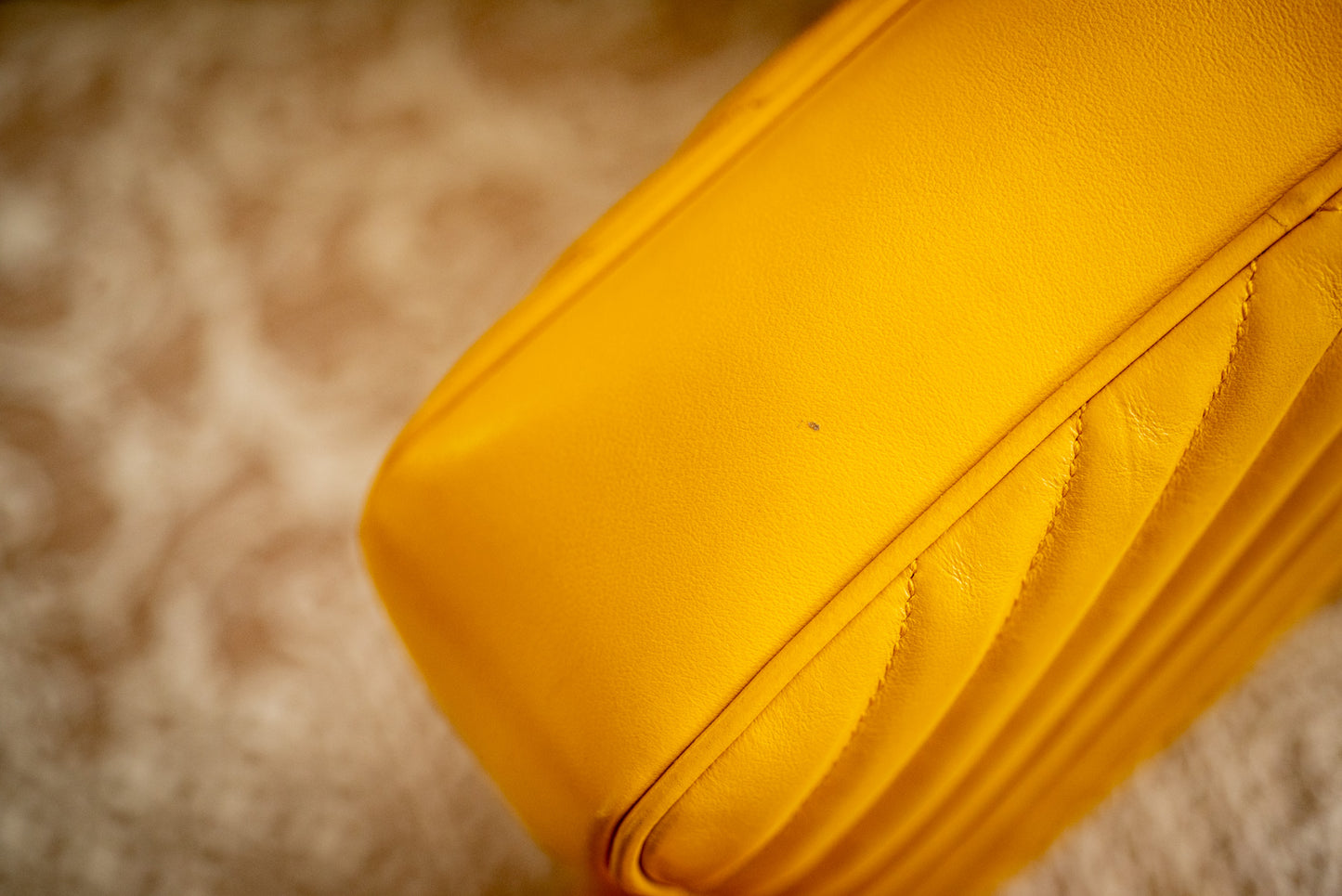 YSL Yves Saint Laurent 2021 Leather Lou Camera Bag Yellow Crossbody Gold Hardware Box, Dust Bag, Stuffing, Ribbon, Shopper Bag, And Receipt